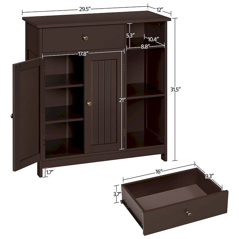 Meuble bas de salle de bain autoportant (avec tiroirs réglables)