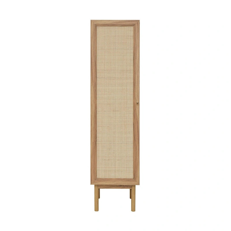 Meuble de rangement pour linge de maison, finition chêne (L 38 x H 152 x P 38 cm)