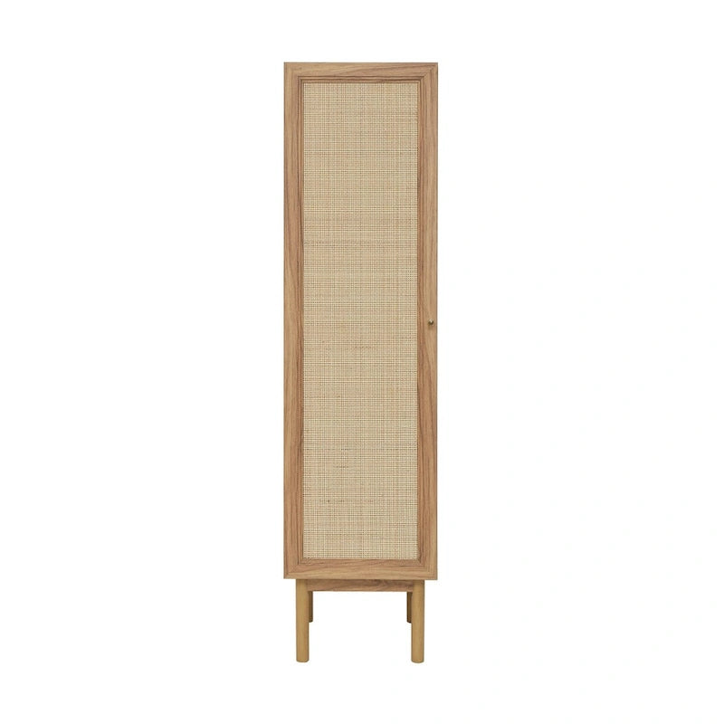 Meuble de rangement pour linge de maison, finition chêne (L 38 x H 152 x P 38 cm)