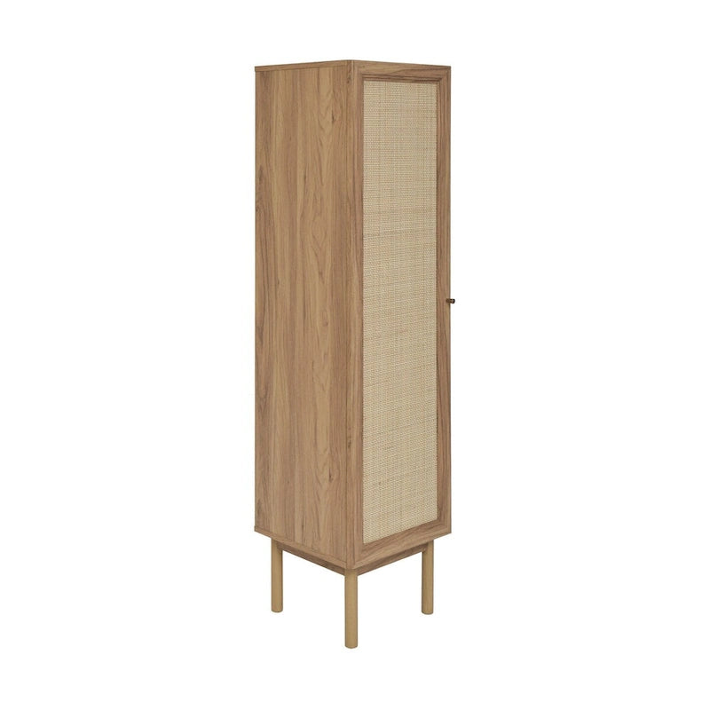 Meuble de rangement pour linge de maison, finition chêne (L 38 x H 152 x P 38 cm)