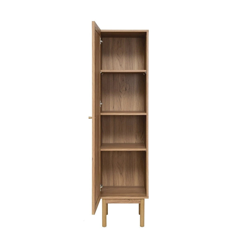 Meuble de rangement pour linge de maison, finition chêne (L 38 x H 152 x P 38 cm)