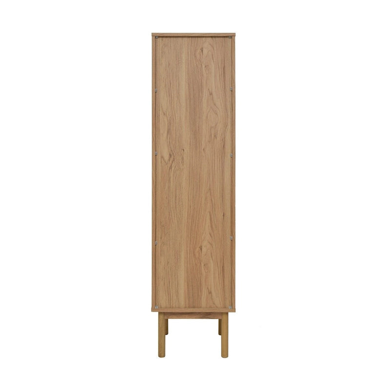 Meuble de rangement pour linge de maison, finition chêne (L 38 x H 152 x P 38 cm)