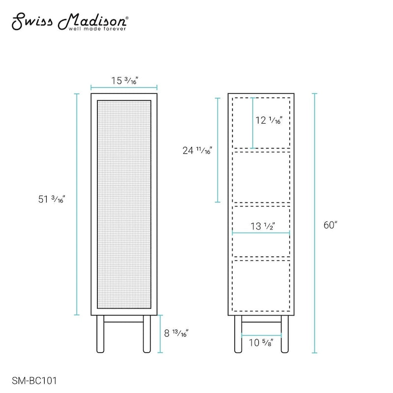 Meuble de rangement pour linge de maison, finition chêne (L 38 x H 152 x P 38 cm)