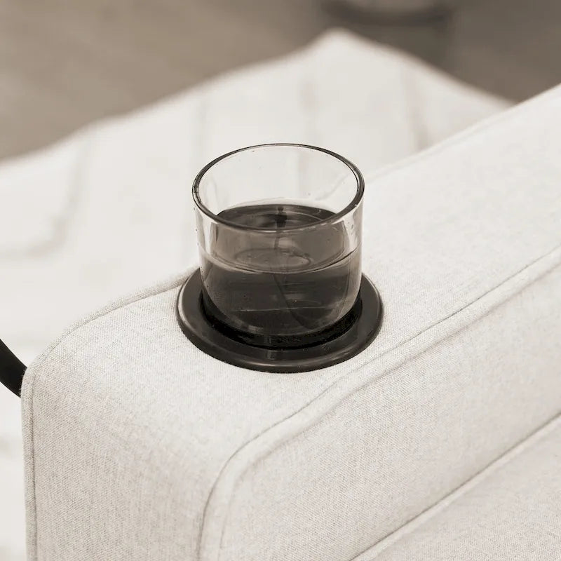 Canapé-lit en lin avec lit gigogne, espace de rangement supplémentaire, support de téléphone et chargeur USB