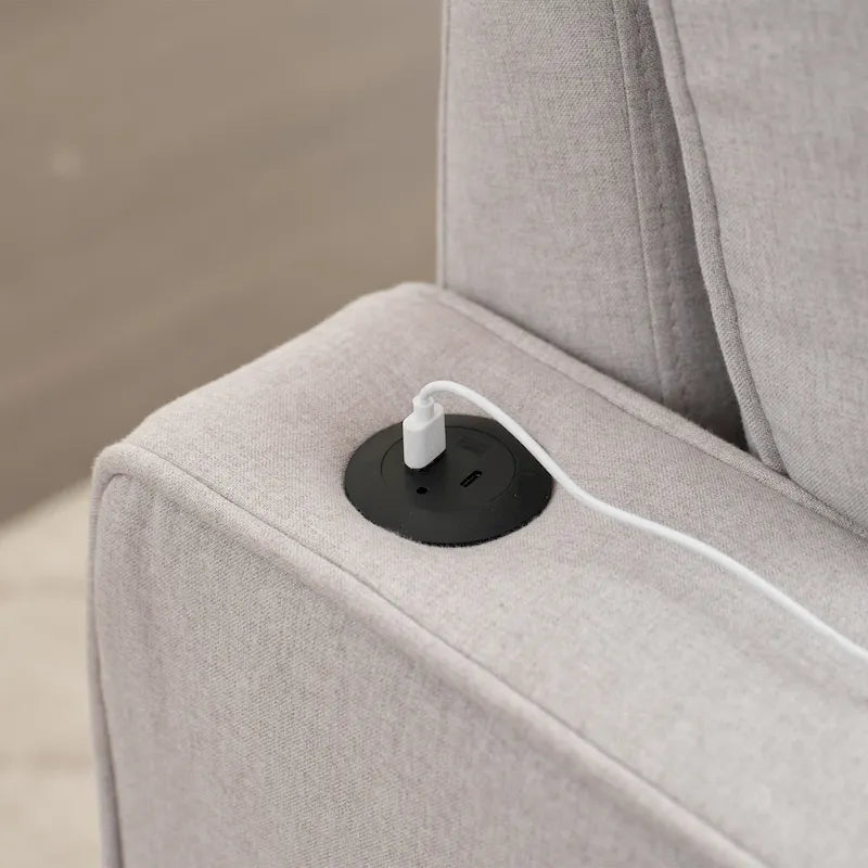 Canapé-lit en lin avec lit gigogne, espace de rangement supplémentaire, support de téléphone et chargeur USB