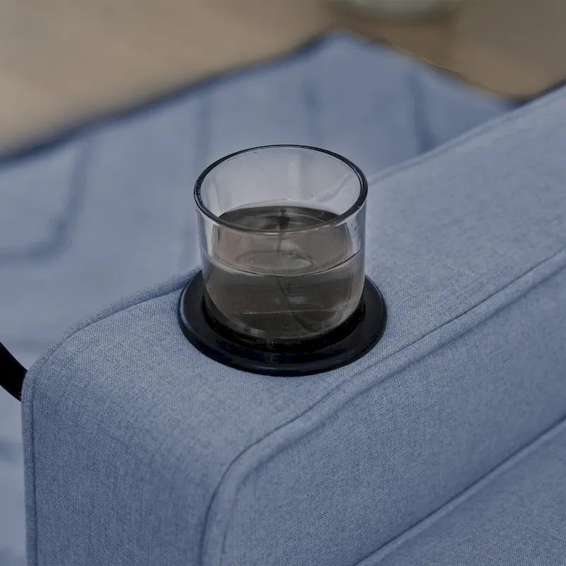 Canapé-lit en lin avec lit gigogne, espace de rangement supplémentaire, support de téléphone et chargeur USB