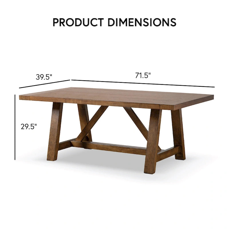 Table de salle à manger en bois massif marron rustique de 183 cm