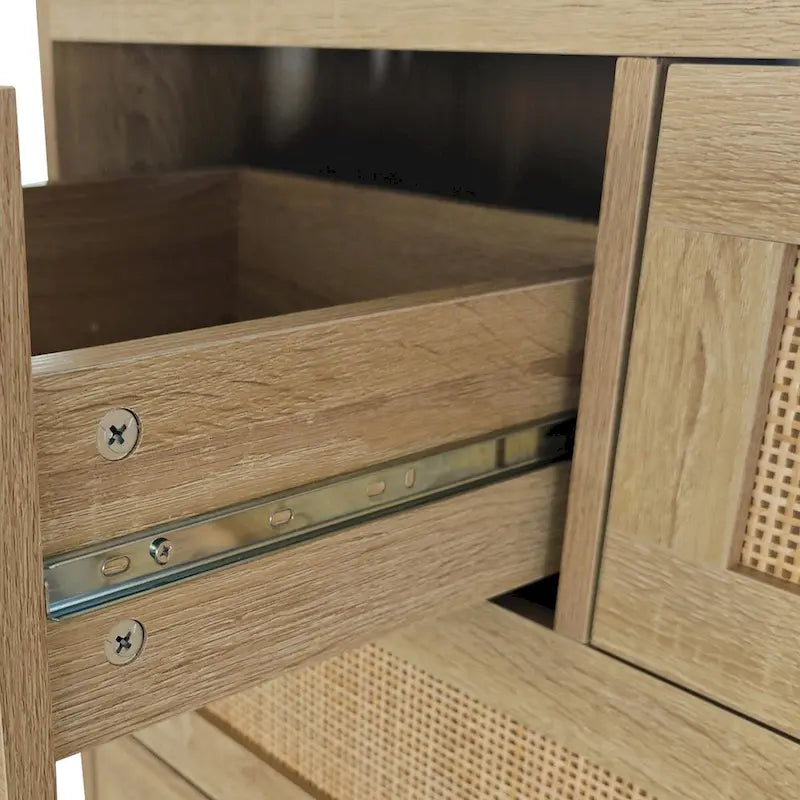 Meuble de rangement 4 tiroirs en rotin — Convient aux chambres à coucher, salons, salles à manger et entrées — Montage facile