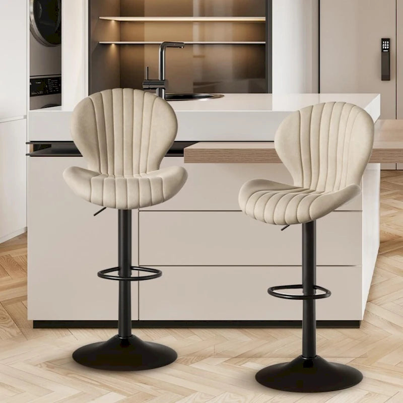 Lot de 2 tabourets de bar modernes en tissu avec cadre en fer