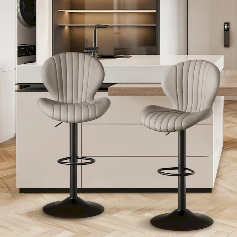 Lot de 2 tabourets de bar modernes en tissu avec cadre en fer