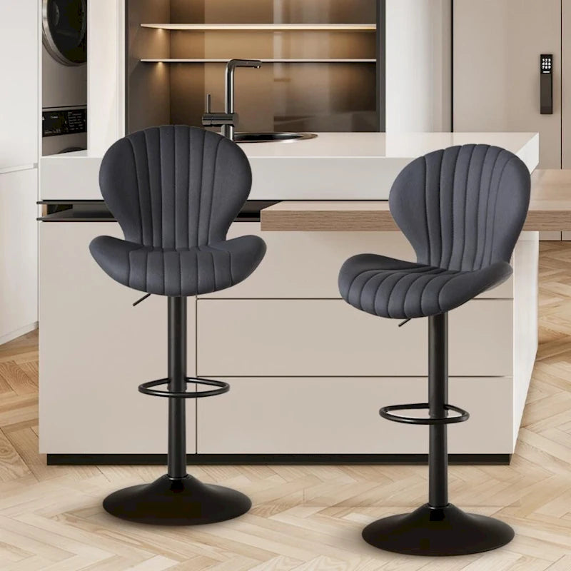 Lot de 2 tabourets de bar modernes en tissu avec cadre en fer