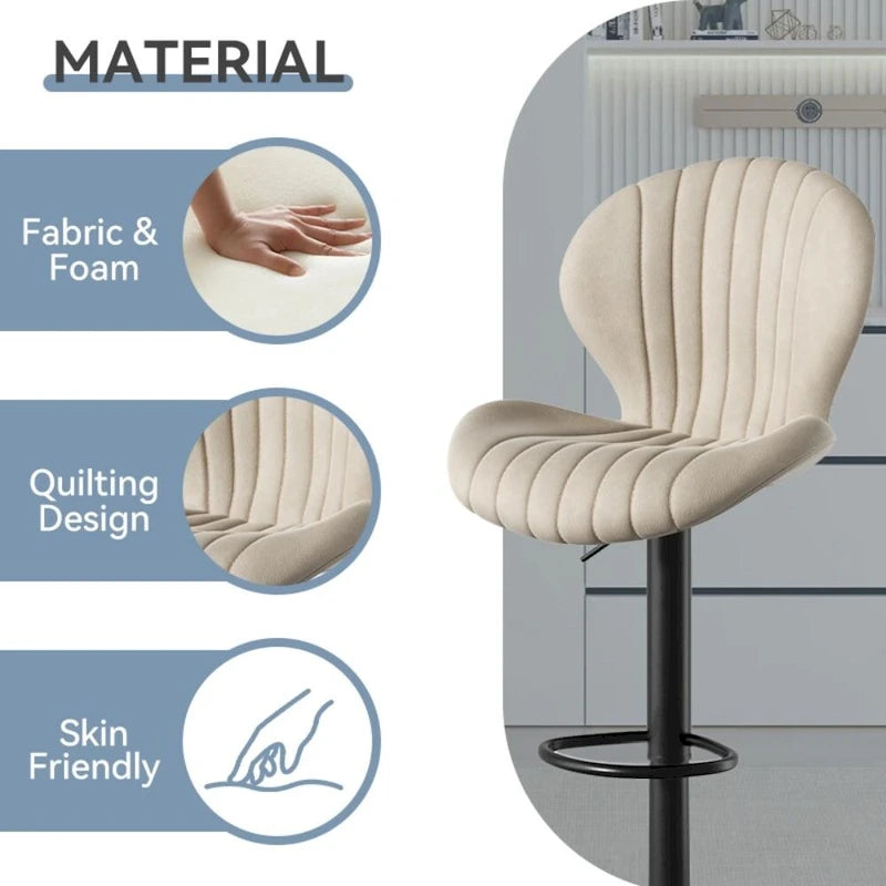 Lot de 2 tabourets de bar modernes en tissu avec cadre en fer