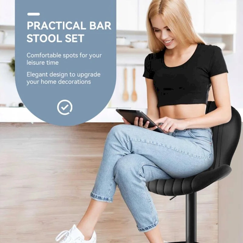 Lot de 2 tabourets de bar modernes en tissu avec cadre en fer