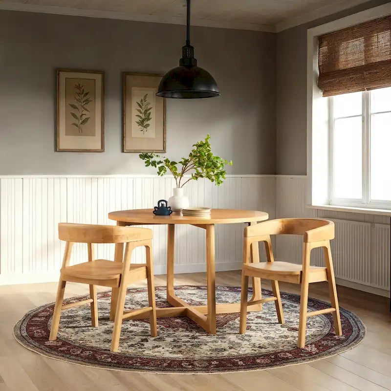 Chaises de salle à manger modernes en bois massif à dossier rond (lot de deux)
