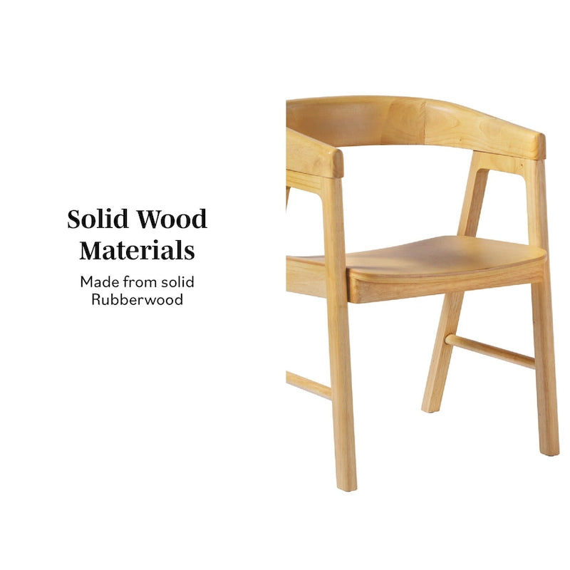 Chaises de salle à manger modernes en bois massif à dossier rond (lot de deux)