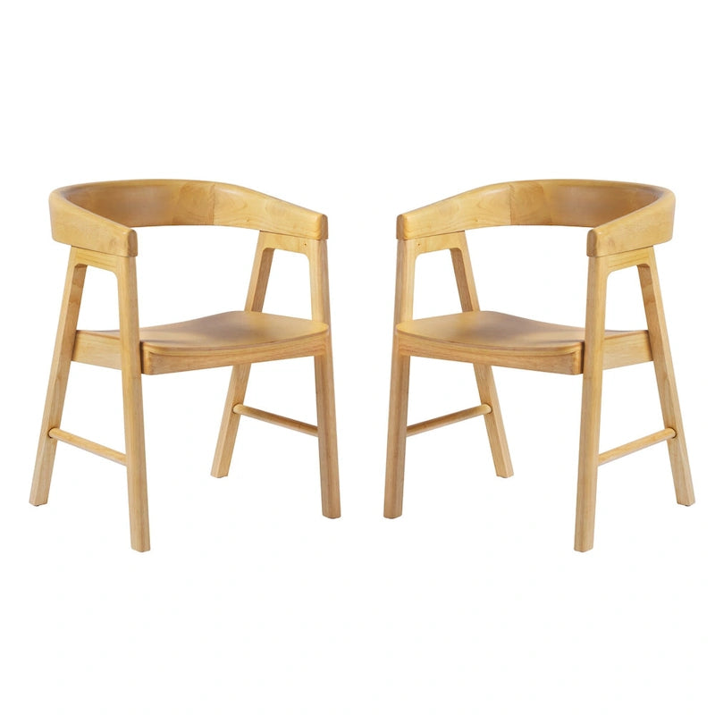 Chaises de salle à manger modernes en bois massif à dossier rond (lot de deux)