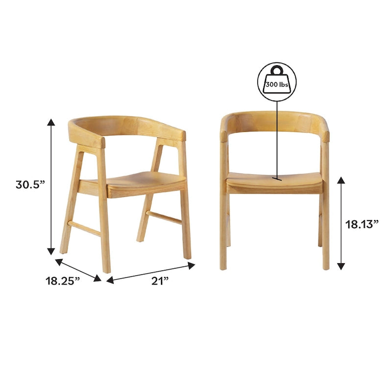 Chaises de salle à manger modernes en bois massif à dossier rond (lot de deux)