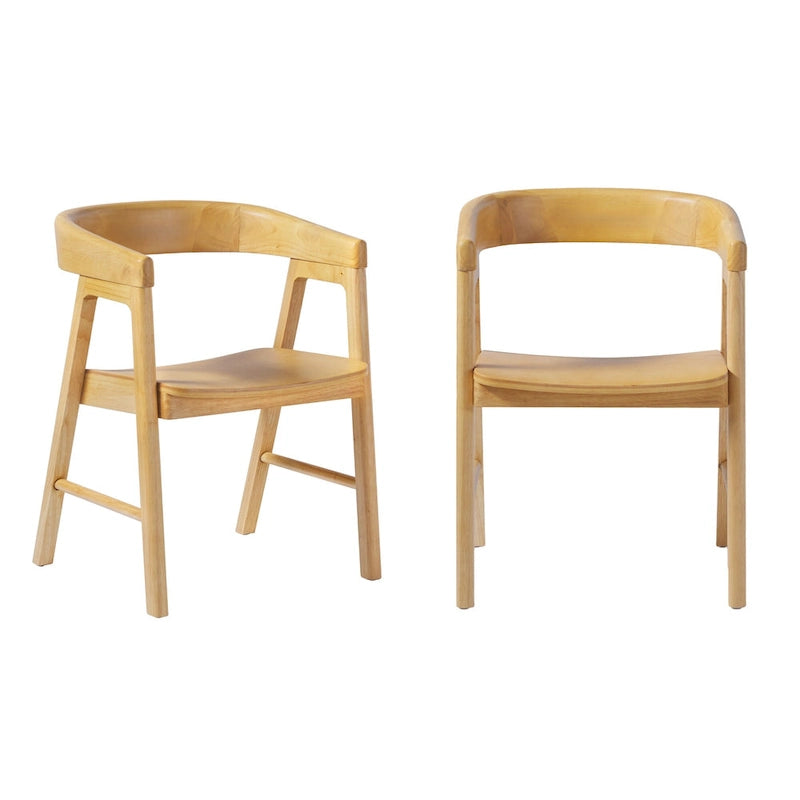 Chaises de salle à manger modernes en bois massif à dossier rond (lot de deux)