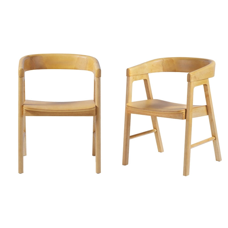 Chaises de salle à manger modernes en bois massif à dossier rond (lot de deux)