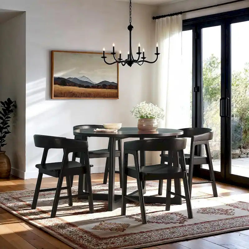 Chaises de salle à manger modernes en bois massif à dossier rond (lot de deux)