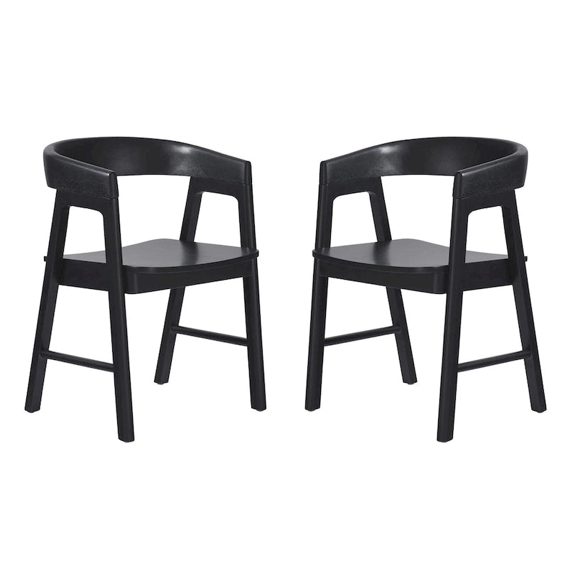 Chaises de salle à manger modernes en bois massif à dossier rond (lot de deux)