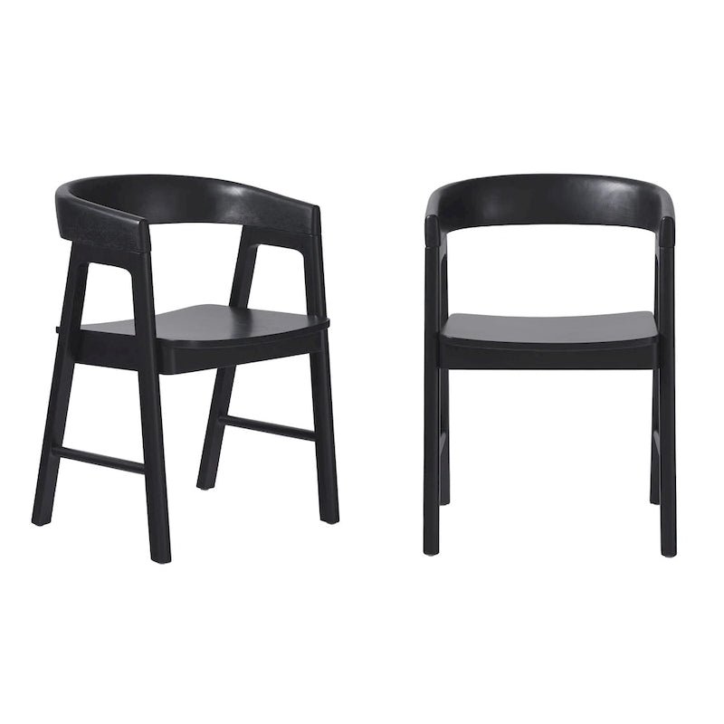 Chaises de salle à manger modernes en bois massif à dossier rond (lot de deux)