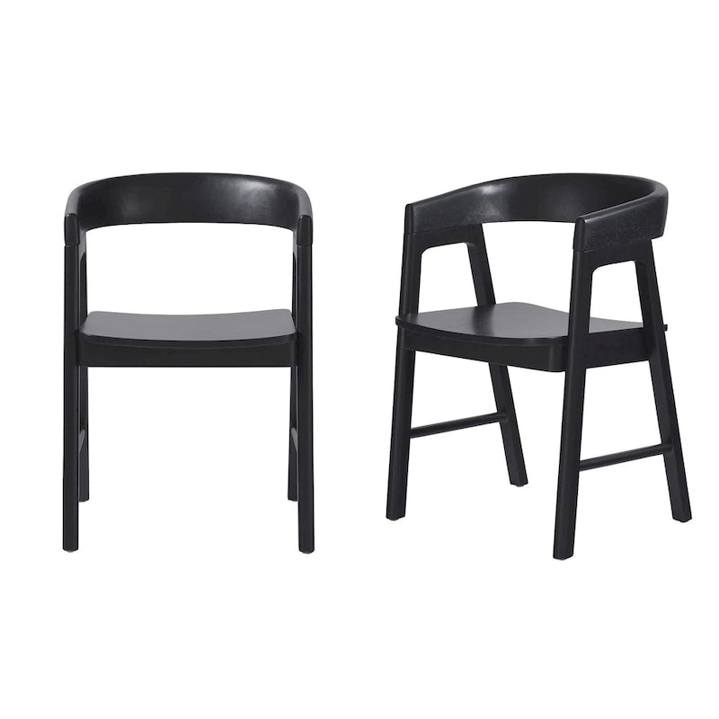 Chaises de salle à manger modernes en bois massif à dossier rond (lot de deux)